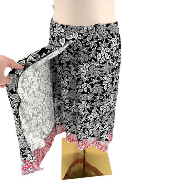 J. Jill Pull-On Midi Skirt XLP PETITE Leaf Print Knit Wrap Stretch Elastic Waist - Picture 4 of 13